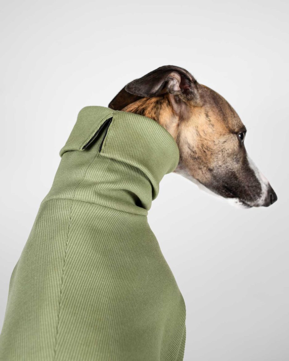 organic whippet jumper roll neck with zipper opening